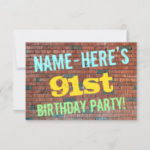 Convite Brick Wall Grafite Inspirado 91rua Aniversário + N
