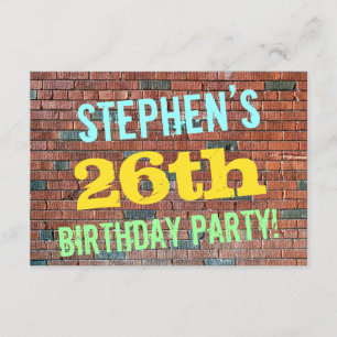 Convite Brick Wall Grafite inspirado no vigésimo sexto ani