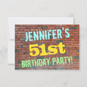 Convite Brick Wall Grafite Inspirou 51 ruas de Aniversário