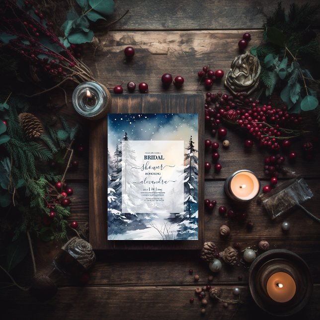 Convite Brida de Árvore de Pinheiros Russo Por Aquarela (Criador carregado)