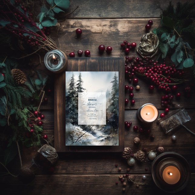 Convite Brida de Árvore de Pinheiros Russo Por Aquarela (Criador carregado)