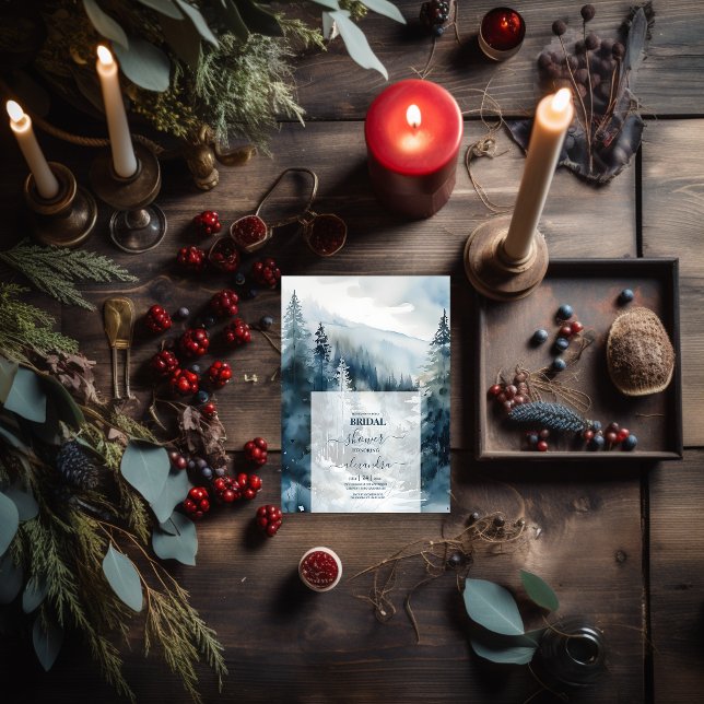 Convite Brida de Árvore de Pinheiros Russo Por Aquarela (Criador carregado)