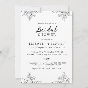 Convite Brida de Flor Mínima de Cereja Simples Elegante