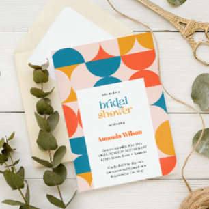 Convite Brida do Meio século Scallop de Meio Círculo Retro