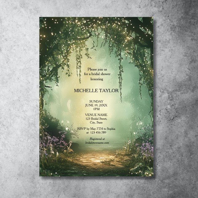 Convite Brida Floral Elegante Floresta Encantada (ENCHANted forest bridal shower invitation)