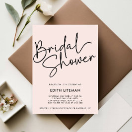 Convite Brida Rosa Elegante com Script Simples Manuscrito