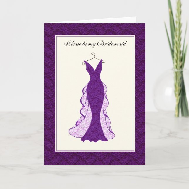 Convite Bridal attendant invitation purple lace (Frente)