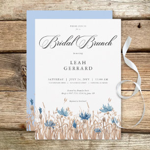 Convite Bridal Azul de Cornflower & Wheat Field
