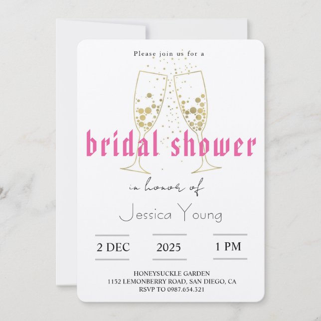 Convite Bridal Bash & Cocktail Call bridal  (Frente)