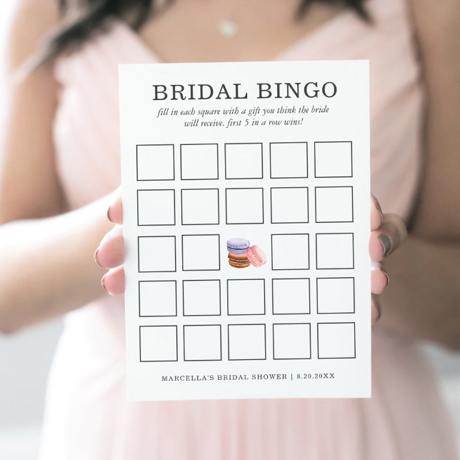 Convite Bridal Bingo | Macaron francês (Criador carregado)
