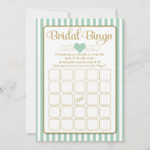Bridal Bingo Mint Jogo do Chá de panela Dourado Ve
