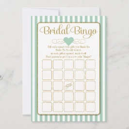 Convite Bridal Bingo Mint Jogo do Chá de panela Dourado Ve