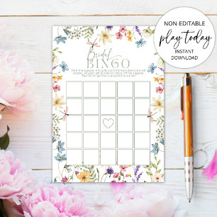 Convite Bridal Bingo Wildflower Chá de panela Jogo