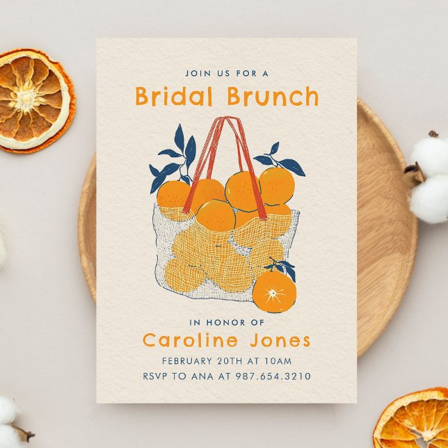 Convite Bridal Branch & Lunch Watercolor Orange Juice  (Criador carregado)