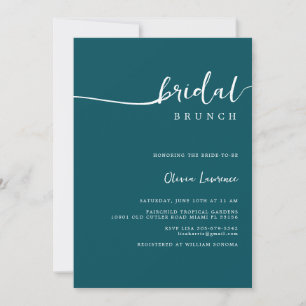 Convite Bridal Bridal Brunch de Script Teal