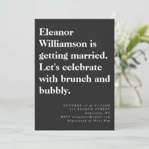 Convite Bridal Bridal com Tipografia Negra Brold Moderna