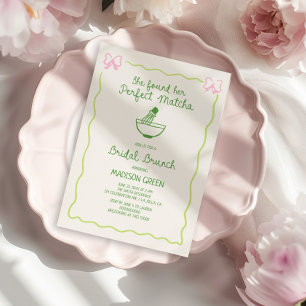 Convite Bridal Bridal de Desenho da Mão Perfeita Matcha