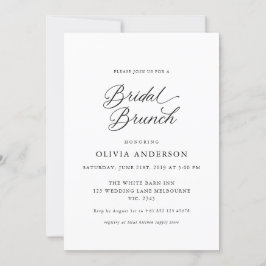 Convite Bridal Bridal de Script Moderno Elegante Preto