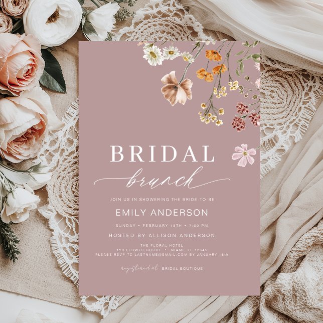 Convite Bridal Bridal, Floral, Cor-de-Rosa, (Criador carregado)