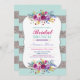 Convite Bridal Brunch Convidou Silver Glitter Mint Floral (Frente/Verso)