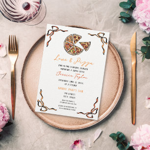 Convite Bridal Brunch de Amor e Pizza Simples Quirky