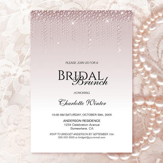 Convite Bridal Brunch de Ouros Rosa (Criador carregado)