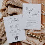 Convite Bridal Brunch de Script Manuscrito Moderno Minimal<br><div class="desc">Convide os convidados a comemorar a noiva a estarem com estes convites modernos e mínimos de brunch de chá de panela de dois lados em preto clássico e branco. O simples design apresenta "brunch" em um roteiro manuscrito casual, com os detalhes de seu evento embaixo da moderna inscrição negra soft...</div>