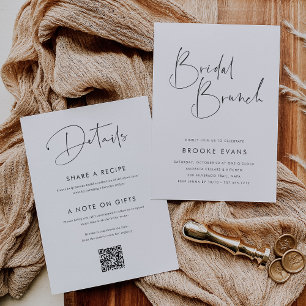 Convite Bridal Brunch de Script Manuscrito Moderno Minimal