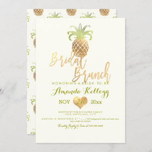 Convite Bridal Brunch/Faux Dourado/Ananases PixDezines