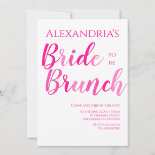 Convite Bridal Brunch Moderno Rosa Quente