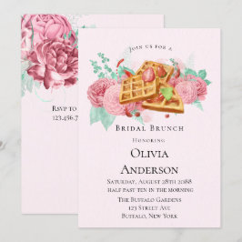 Convite Bridal Brunch Waffles Pink e Mint