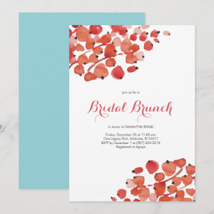 Convite Bridal Brunch Watercolor Red Berries Feriado