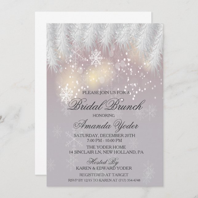 Convite Bridal Brunch Winter Snowflake (Frente/Verso)