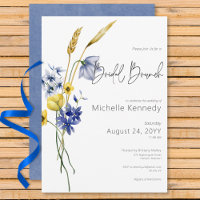 Bridal Brunt de Flores Selvagens Azuis e Amarelas