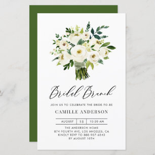 Convite Bridal de Buquê Floral Branco Brunch
