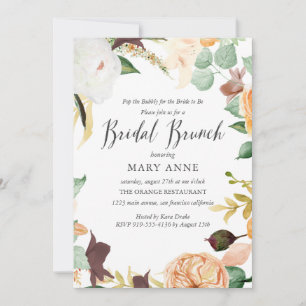 Convite Bridal De Casamento De Noite De Laranja Floral Em 