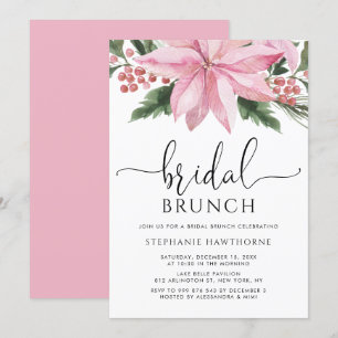 Convite Bridal de inverno Brunch, cor-de-água rosa,