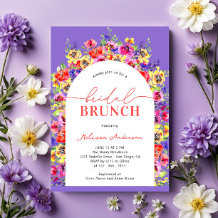 Convite Bridal de Jardim Floral Colorida Elegante Brunch