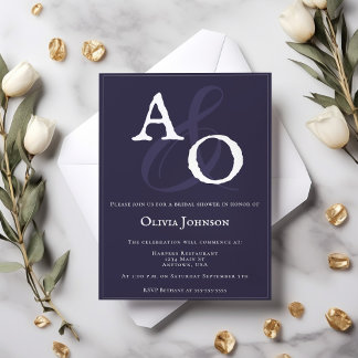 Convite Bridal de Monograma Mínimo Roxo
