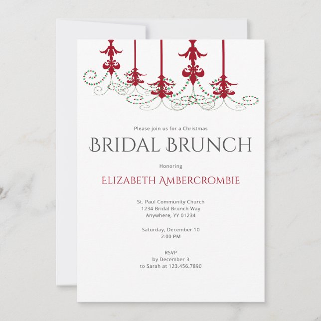 Convite Bridal de Natal Moderna Elegante Brunch (Frente)