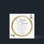 Convite Bridal de Natal para Rosas de Frame Dourado Elegan<br><div class="desc">Duas rosas de Natal, desenhadas à mão num lápis clássico de grafite, decoram este moderno, sofisticado, elegante e chic inverno ou modelo de convite para brunch de Natal que é uma tomada moderna numa tradicional estrutura de casamento floral. A textura do lápis preto aparece no papel branco, dando-lhe uma sensação...</div>