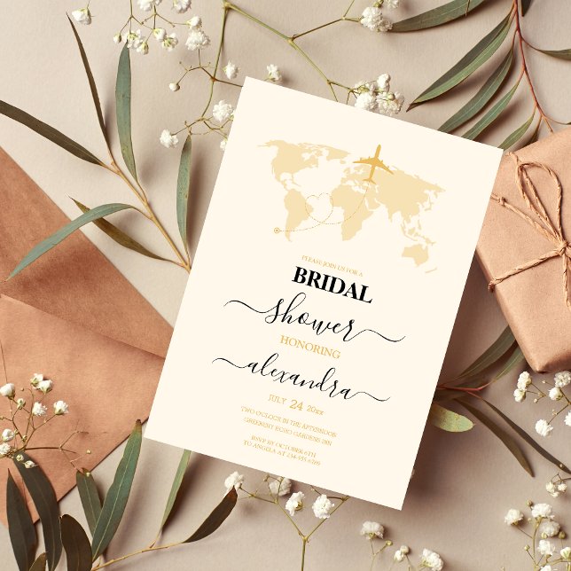 Convite Bridal de Passaporte de Destino Dourado e Preto Mo (Criador carregado)