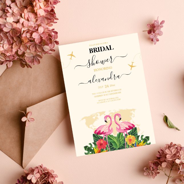 Convite Bridal de Passaporte de Destino Dourado e Preto Mo (Criador carregado)