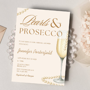 Convite Bridal de Pérolas e Chás de panela Prosecco Brunch