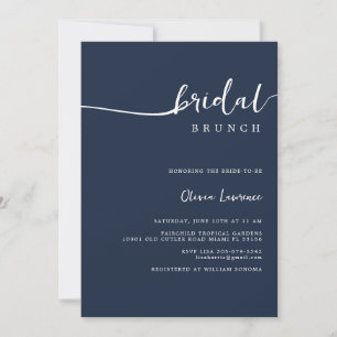 Convite Bridal de Script de marinho Brunch