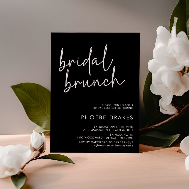Convite Bridal de Script Minimalista Preto (Criador carregado)