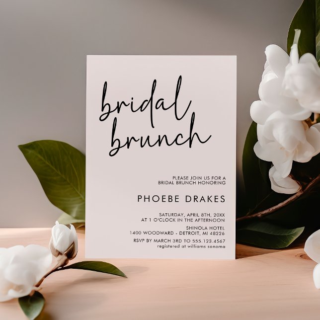 Convite Bridal de Script Minimalista Preto e Branco (Criador carregado)