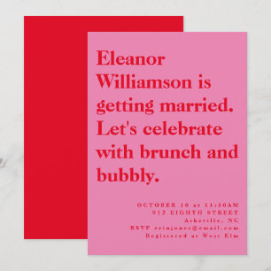 Convite Bridal de Tipografia Vermelha e Rosa Moderno