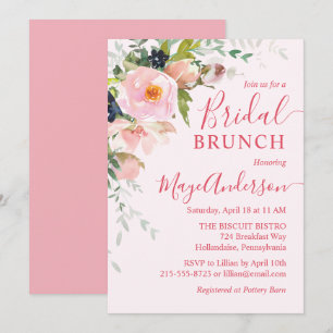 Convite Bridal do Buquê Inverso Elegante Cor-de-rosa
