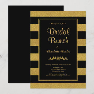 Convite Bridal Dourada e Negra Moderna Brunch